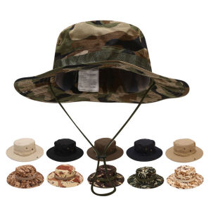 Janememory Men Camouflage Bucket Hat Boonie Hat Summer Fishermen Cap  US Tactical Hat  For Hiking Outdoor  Waway Cap For men Women