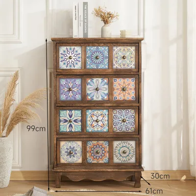 American Style Storage Chest Bedroom Mediterranean Headboard Living Room Solid Wood Retro Furniture Miscellaneous Storage Cabinet
