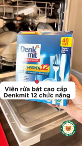 Viên Rửa Bát Cao Cấp Denkmit Multi Power 40 Viên 12 chức năng  đã tích hợp bóng muối không mùi.