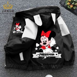 Jaket anak terbaru kombinasi waterproof premium cocok buat pecinta anak agar lebih kece da rapi bergambar Minnimouss lucu