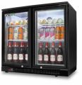 LVNI 2 Door Cooler double glass door (900mm) Black (Compressor,2~10c)with lock,blower fan ,pipe less. 