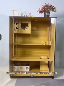 Cat Cage Cat Villa Cat Cabin Solid Wooden Large Display Cabinet Multi Level Luxury Cat House