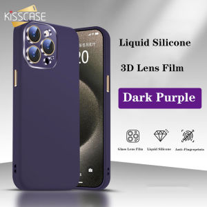 KISSCASE Luxury Liquid Silicone Matte Phone Case For iphone 15 14 13 12 11 Pro Max 15 Plus With 3D Glass Lens Film Protector Skin Feeling All-inclusive Shockproof Back Cover For iphone 15 14 13 12 11