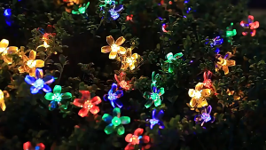Goldstar Solar String Lights Outdoor Waterproof Solar Christmas Lights 50 LED Solar Flower String Lights 8 Mode Cherry Blossoms Multicolor Light for Garden Yard Patio Tree Christmas Decor