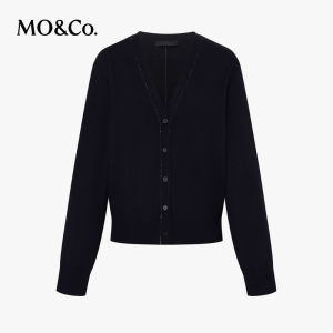 MO&Co. | Machine Washable V-Neck Wool Knit Cardigan