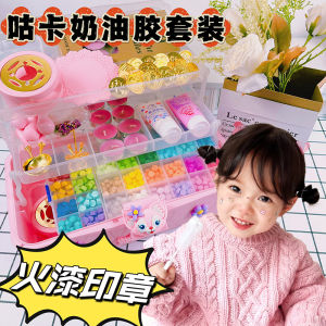 Full Set Fire Seal Stamp Kit with Candle Wax Granules Chapter Head Children Stickers Guka Cream Glue Diy Material Package Tools