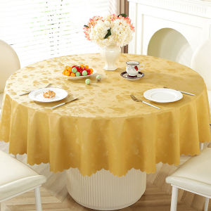 European Style round Tablecloth Waterproof Oil-resistant No-wash Heat-proof for Home Hotel Restaurant Use Plant Floral Pattern
