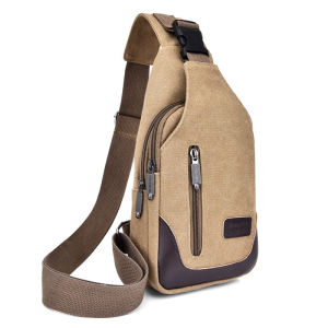 Casual Canvas Crossbody Bag Mens Chest Bag Fashionable Korean Style Single Shoulder Bag Leisure Small Backpack for Youth