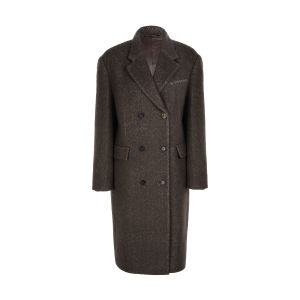 Brown Herringbone Wool Coat