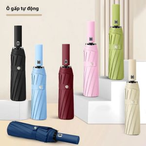 Ô Dù Tự Động Gấp Gọn Cao Cấp Chống Gió Che Nắng 24 Nan Dành Cho Nam Và Nữ Chất Liệu Vải Nylon 190T Dùng Được Quanh Năm