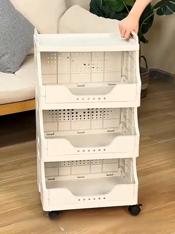 Floor standing multi-layer foldable small cart snack storage rack household multifunctional storage rack kitchen living room bedroom simple bookshelf organizing cabinet