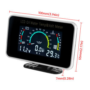 3 IN 1 LCD Gauge Mulitifunctional Oil Temperature+Water Temperature+Voltmeter with Sensor 1/8NPT for Truck 12V24V