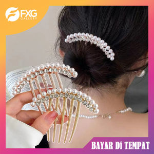 FXG Sirkam Rambut Tusuk Konde Sanggul Wanita Mahkota Mutiara BesiCantik Sisir Dewasa MHT07
