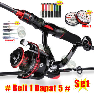 【Beli 1 Dapat 5】Sougayilang joran pancing 1.8m/2.1m 2 bagian pancing reel 2000 3000 4000 5000 6000 7000  joran spining reel pancing  pancing set pancing set lengkapjoran  pancing 1 set pancing 1 set 1 set alat pancing