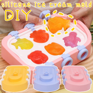 DIY Homemade Ice Cream Mold / Cartoon Boat Minivan Silicone Ice Lattice Tray / Reusable Washable Ice Making Container Covered Design for Children Household Kitchen Use