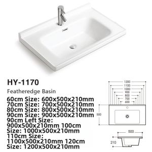 Integrated Ceramic Sink Middle Rim Basin Cuttable