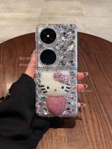 Luxury Rhinestone Womens Phone Case for Huawei Pocket2 Fashionable Cartoon Protective Shell Acrylic Material Shockproof