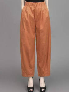 Fashionable High Waist Loose Casual Pants Womens Elastic Lantern Pants Artistic Style Summer 2025 Polyester Cotton Blend