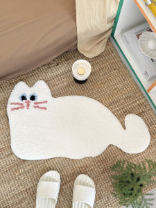 Thảm Phòng Tắm Hình Mèo Dễ Thương Màu Trắng Thấm Hút Có Thể Giặt Máy Thảm Phòng Tắm Thảm Phòng Vệ Sinh Thảm Đệm Chân Hình Động Vật