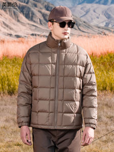 Enjeolon | Mens Winter Warm Stand Collar Checkered Quilted Down Jacket