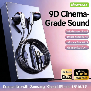 Newmsnr | Type C&3.5mm 9D Surround Sound Headphones Wired Control Headsets In HD Mic Gaming Earbuds For IPhone15-17 for Samsung Earphones