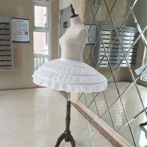 White 3 Hoops Wedding Petticoats for Short Dress Ballet Skirt Girls Crinoline Elastic Waist Underskirt Jupon Court