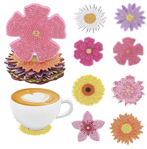 8 pieces DIY diamond Painting art set Man flower pattern coaster Special shape crystal artificial diamond Mosaic craft