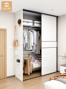 Modern Minimalist Metal Wardrobe Wall Childrens Adult Closet Steel Frame Hole Board Side Panel Bedroom Sliding Door