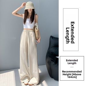 Miiow | High Waist Straight Leg Cotton Linen Womens Summer New Casual Pants Loose Wide Leg Sports Base Layering Trousers