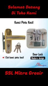 1 Set Kunci Pintu Kecil / Handel Pintu Kecil / Handle Pintu Rumah / Selot Slot Kunci Pintu Rumah