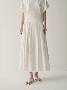 INSIS FEMME | Silk Cotton Summer Long Loose A-line Pleated Skirt