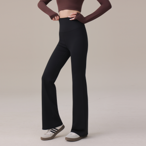 Miiow | High Waist Yoga Pants Womens Outerwear Autumn Black Fleece Lined Flared Sharkskin Pants Tummy Control Casual Bell Bottoms