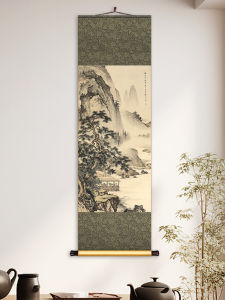 New Chinese Style Scroll Painting Mountain Waterfall Decorative Artwork for Dining Room Entrance Hall Study Modern Decoration