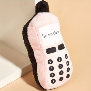 1pc Mobile Phone Design Pet Grinding Teeth Squeaky Plush ToyDurable Chew Toy For Dog Interactive Supply