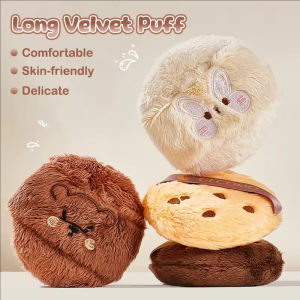 Dorisna Cute Soft Plush Powder Puff with Storage Box Loose Powder Makeup Sponge Flocking Comfortable Skin-friendly Thick Large Powder Puff