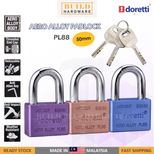 DORETTI Aero Alloy Padlock Anticut PL88 50mm Gold/Purple/Blue High-Security