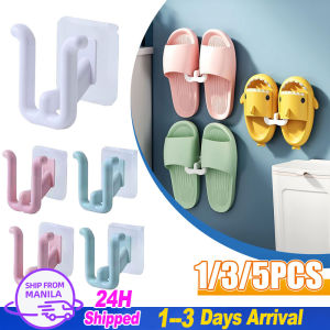 5Pcs Wall Mounted Slippers Holder Wall Storage Hanger Hooks Bathroom Shoes Shelf Organizer Toilet Slipper Drying Rack