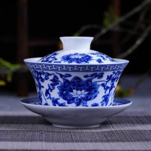 Antique Blue And White Porcelain Teaware Gaiwan