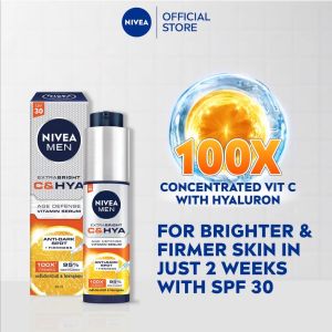 NIVEA MEN Extra Bright C&HYA Age Defense Vitamin Serum SPF 30 45ml / Anti Aging / Serum Muka Lelaki