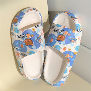 Thin Cartoon Cute Eva Thick-Soled Slippers for Women Summer Home Bathroom Non-Slip Slip Slip-on Slippers for Men