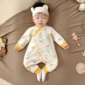 Baby Chinese New Year Pure Cotton Spring & Fall Newborn Jumpsuit Class a Full Moon Romper Chinese Style Baby Autumn Clothes
