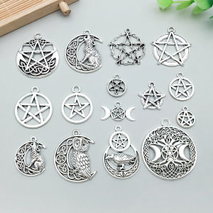 5pcs/15pcs Alloy ancient silvery pentagram Pendant Jewelry Making DIY Keychain Earrings Charms for Jewelry Bracelets Necklace