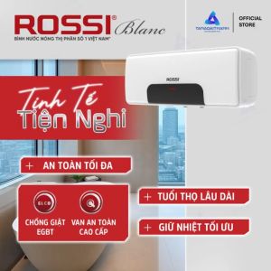 Bình nóng lạnh gián tiếp Rossi Blanc 15-20-30 LÍT NGANG - RBC15-20-30 SL - Bảo hành 20 năm toàn quốc