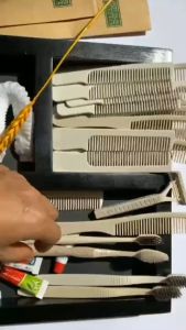 Bàn chải[set 100 bộ] Amenities thân thiện môi trường làm từ bột trấuBộ đồ dùng tự hủy trong khách sạn