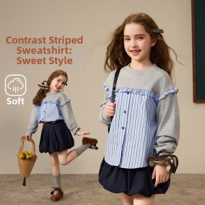 Ask Junior | Colorblock Striped Girls Sweatshirt