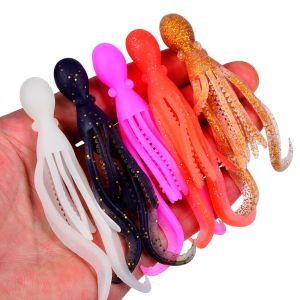 10CM/4.8g 5Pcs Floating Octopus Squid Bait High Flexibility Fishing Lure Soft Swimbait Lure Wobbler Tackle Saltwater Snapper