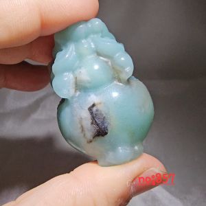 Feng Shui Lucky Amazonite Pixiu Ornaments/ Amazonite Pixiu Decoration/风水招财亚马逊天空蓝貔貅摆件/亚马逊天空蓝貔貅摆件/亚马逊天空蓝貔貅雕刻件
