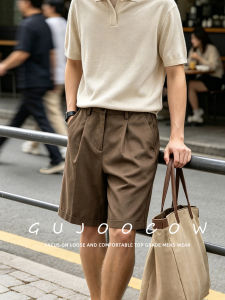 GUJOOCOW | Vintage Linen Lightweight Loose Straight Short Pants For Men