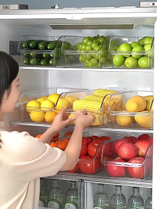 กล่องเก็บของในตู้เย็น มัลติฟังก์ชั่ ตู้เย็นลิ้นชัก ตะกร้าตู้เย็นผักผลไม้ลิ้นชัก ห้องครัวที่จัดเก็บในตู้เย็นกล่องลิ้นชัก ลิ้นชักตู้เย็น