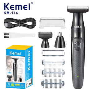 Kemei | KM-114 3in1 Electric Shaver for Men Wet Dry Electric Razor Facial Beard & Body Trimmer Rechargeable Ball Shaver Pubic Hair Trimm